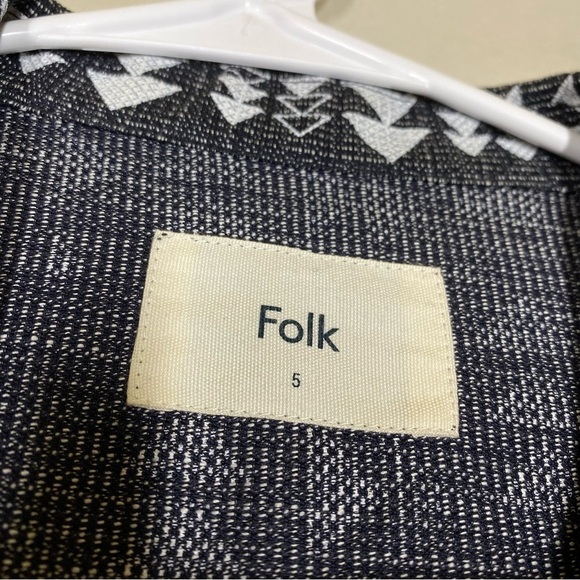 NWOT Folk SS Soft Collar Shirt Tile Print White Size 5 - Picture 9 of 10